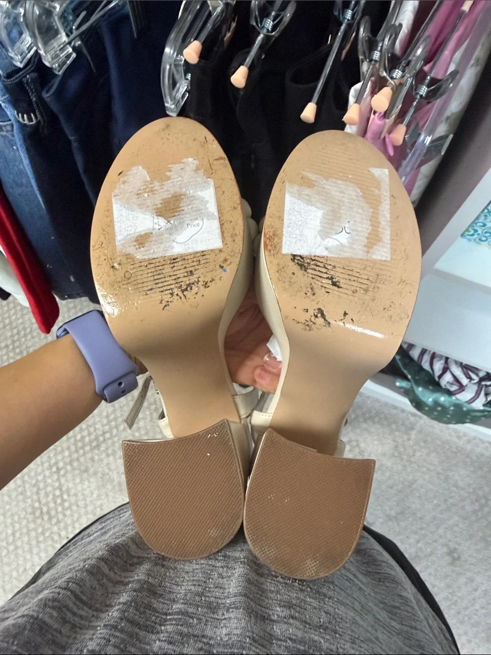 Steve Madden Cream Platform Block Heel Sandals with Ankle Strap